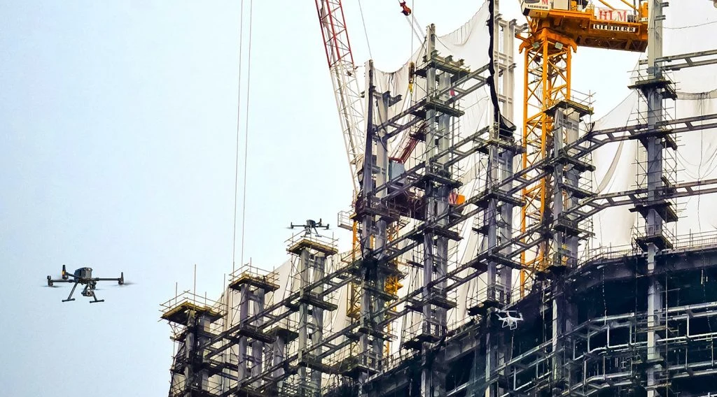 Construction site drone inspection by a drone operator near me