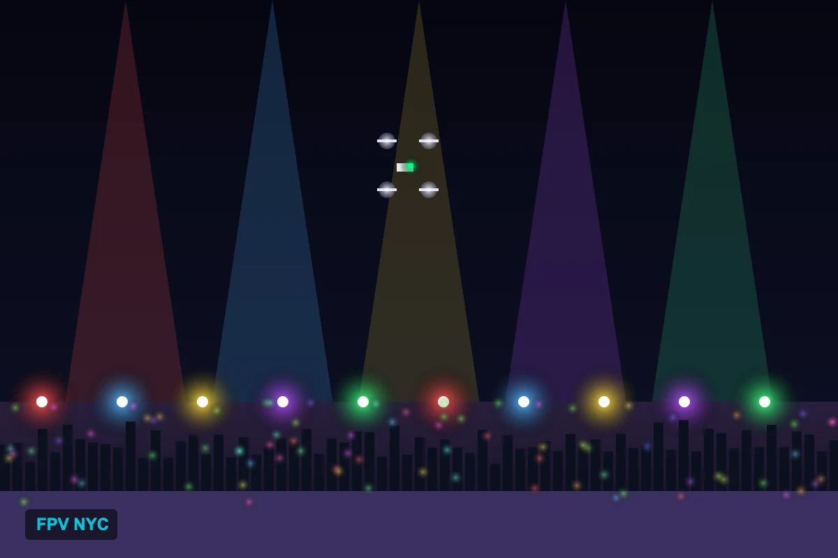 FPV drone flying over concert crowd capturing aerial footage by FPV NYC