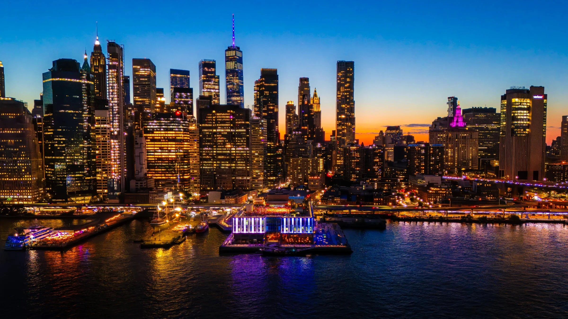 NYC skyline drone photography aerial view of New York City by FPV NYC